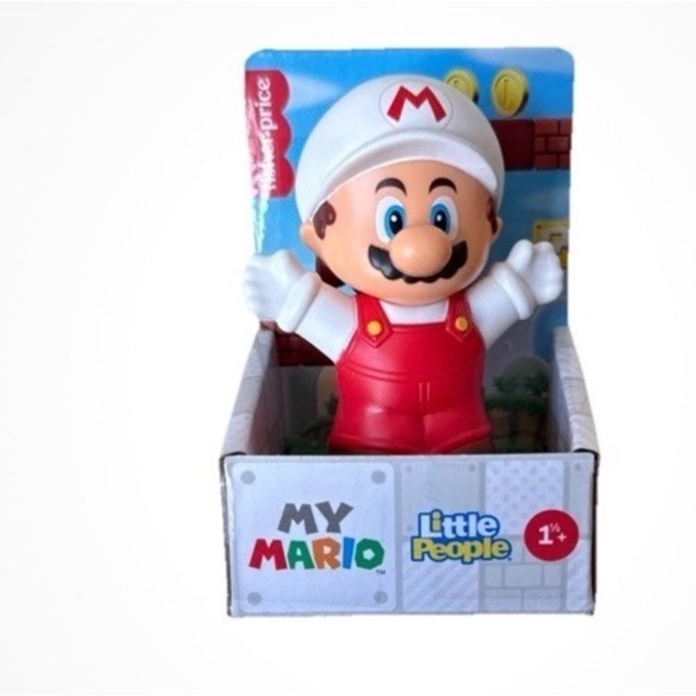 IN HAND Fisher Price Little People Figure My Mario Super Fire Red White Variant